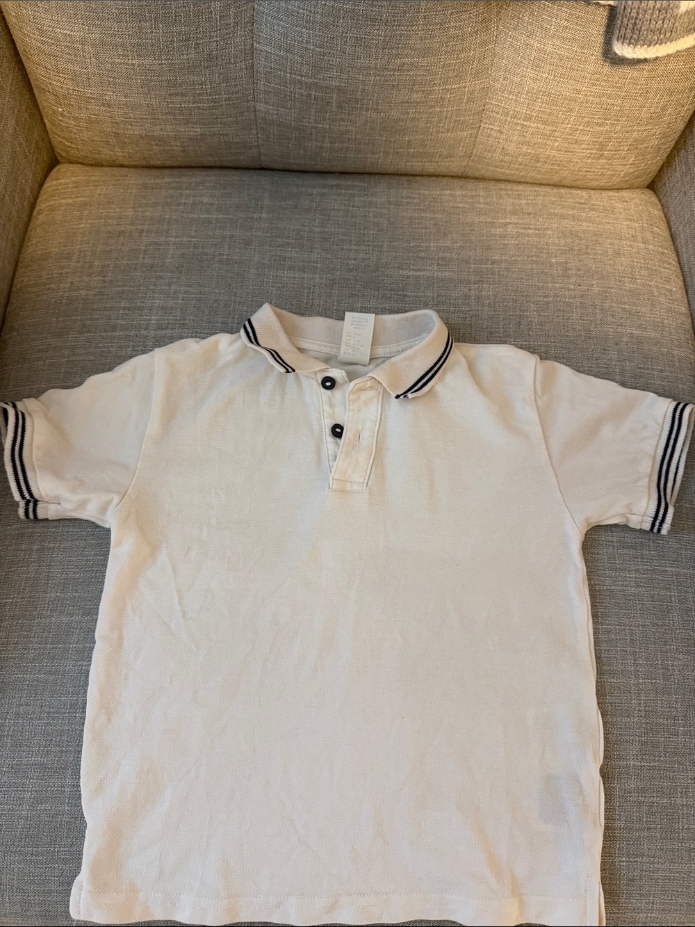 H&M White Polo Shirt with Navy Trim - Kids